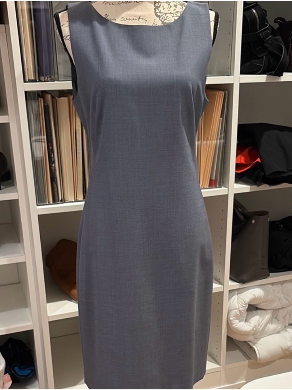 Theory Slate Blue Gray Sleeveless Midi Sheath Dress